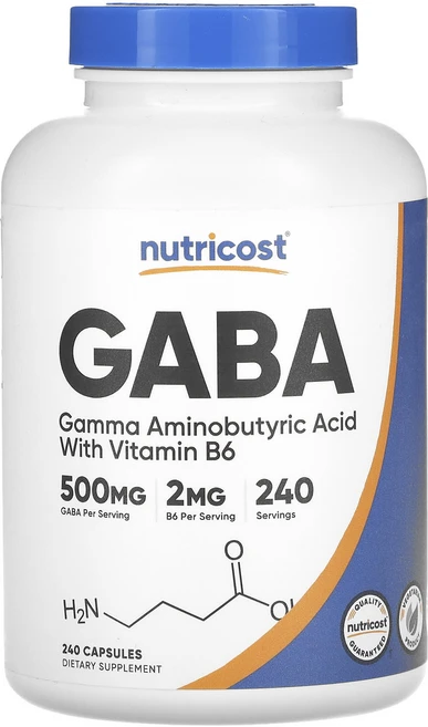 Nutricost GABA 비타민B6 함유 500mg 캡슐 240정, NutricostGABA비타민B6함유500mg캡슐240, 1개 - 쿠팡