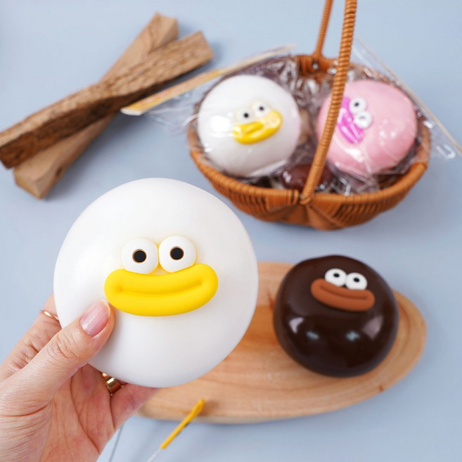 포포팬시 빵떡 말랑이 슬라임 2개 스트레스볼 스퀴시 빵말랑이 냄새없는 학생장난감 촉감놀이, 600g, 핑크