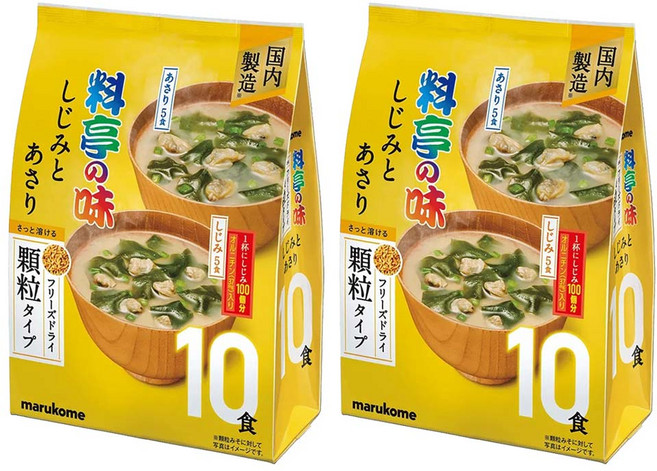 마루코메 대용량 동결건조된 과립 미소국 바지락 5개입 + 조개 5개입, 70g, 2개