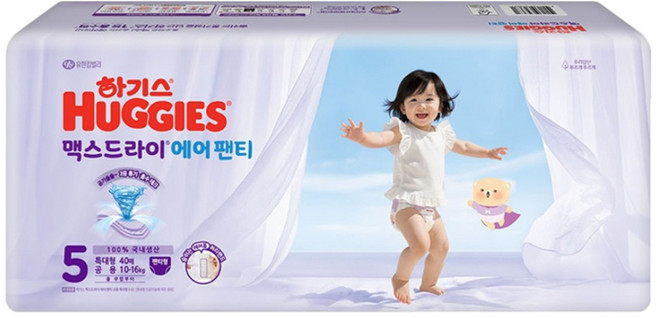 하기스 2025 맥스드라이 에어 팬티형 기저귀 남여공용, 5단계, 80매