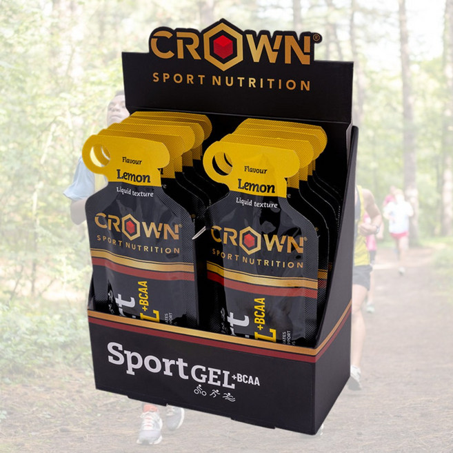 크라운 스포츠 파워젤 에너지젤 BCAA 아미노산 보충제 러닝 자전거 마라톤 그란폰도 스포츠 젤 레몬맛, 12개