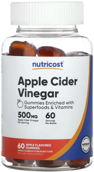 Nutricost 사과 식초 구미젤리 사과 500mg 구미젤리 60개, Nutricost사과식초구미젤리사과500mg구미젤리60, 1개, 60정 - 쿠팡