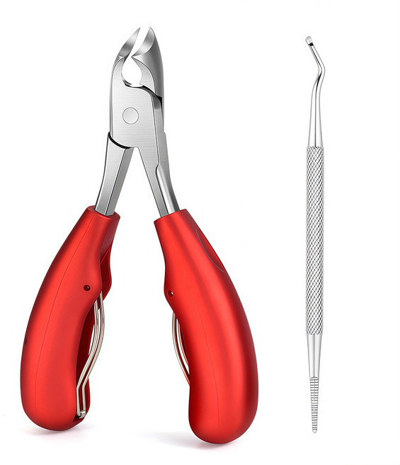 KIRABI 내성발톱깎이 니퍼 두꺼운 발톱깎이 대형 니퍼형 발톱관리, 1세트, Y-203 레드