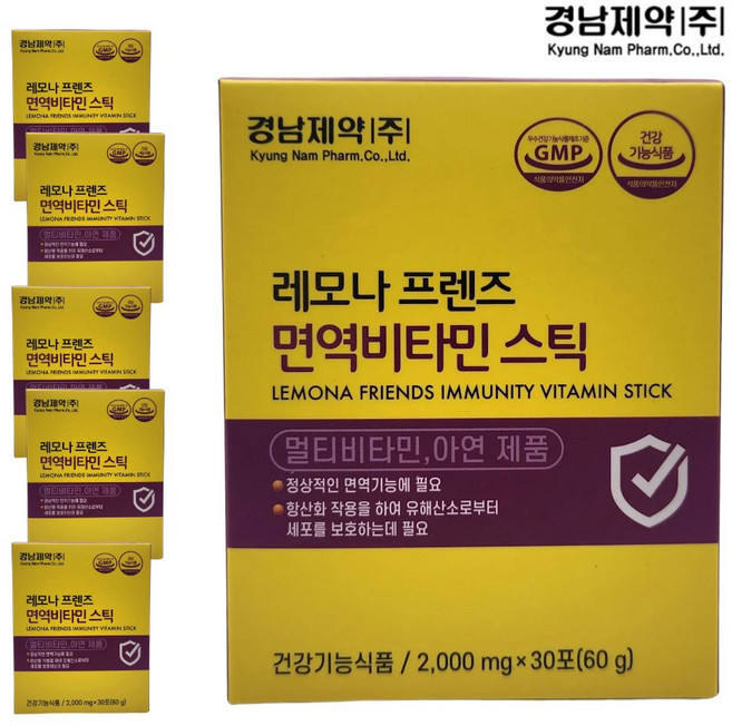 경남제약 레모나프렌즈 멀티 면역비타민 스틱 아연, 6개, 60g
