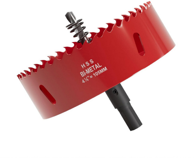 플로메리아 바이메탈 목공 홀쏘 105mm 기본아바포함 원형 배관 타공 천장 SMC 매립등설치 목재 석고 pvc 플라스틱 목공용 홀소 홀커터 홀캇타, 1개