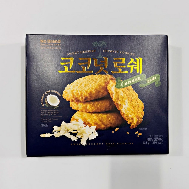 코코넛 로쉐 238g 부드럽고 촉촉한 코코넛쿠키 Coconut Chip Cookies, 7개