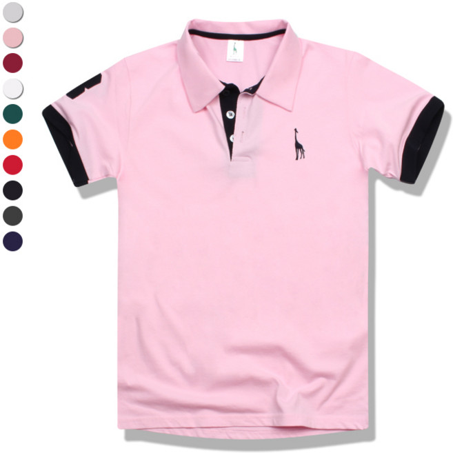 오마보이 남성용 기린 슬리브 배색 반팔 카라 티셔츠