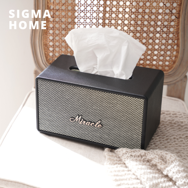 시그마홈 미라클 2in1 스피커 티슈케이스 멀티탭 정리함, 모던블랙, 1개