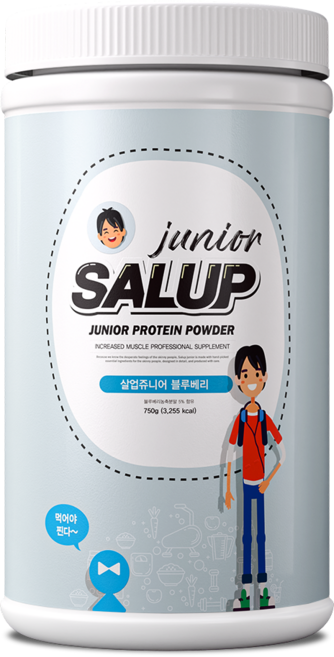 [특허받은 키즈단백질] 마른아이 살찌는보충제 성장기 어린이 단백질보충제 살업쥬니어 블루베리요거트맛, 750g, 1개