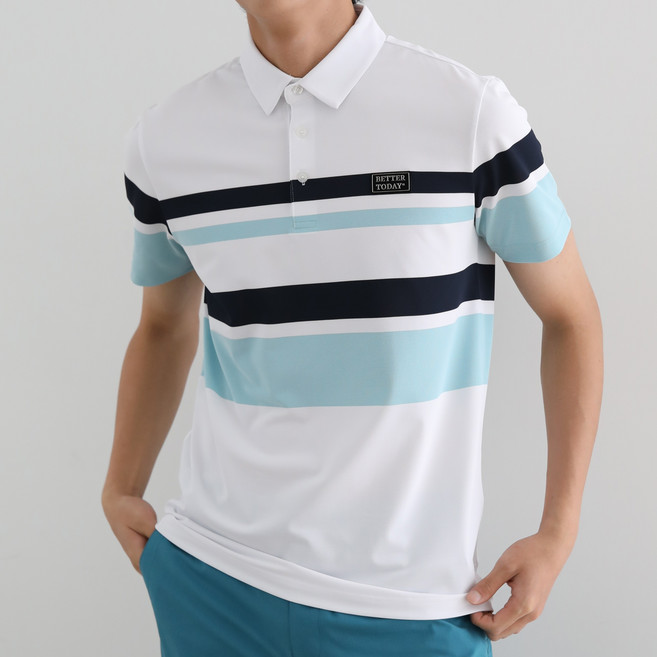 베러투데이 남성 골프웨어 파크골프 보더 스트라이프 PK 반팔 티셔츠