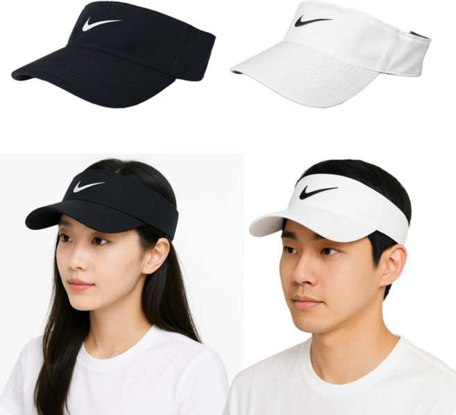나이키 바이저 썬캡 드라이핏 에이스 골프 테니스 모자, 블랙, 1개
