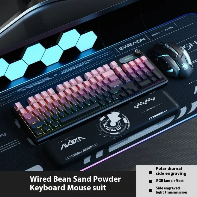 EWEADN V102 촉각 스위치 게임용 키보드 및 마우스 콤보 RGB 백라이트 PC Mac 방진 디자인 사무실 매우 반, 03 D 99 keys wired