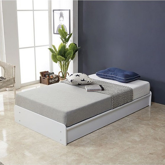 뉴그린퍼니처 모리스 침대 기본 프레임(무헤드) 양면 본넬 스프링매트 포함, 화이트