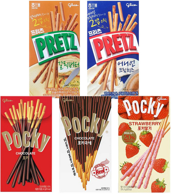 해태 포키 오리지널/극세/딸기 프리츠 갈릭버터/어니언 크림치즈 5종 모음, 41g, 1개