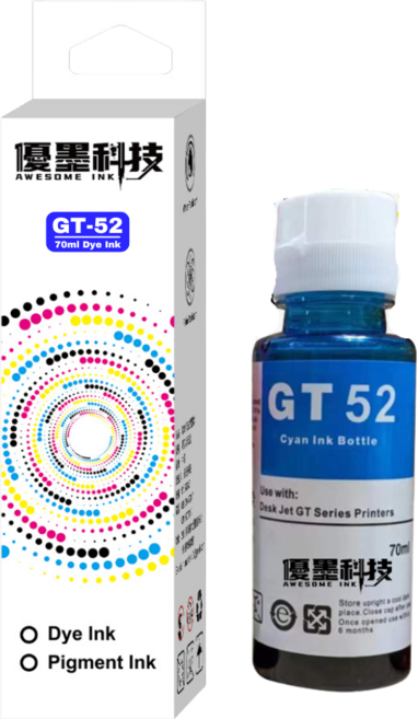 優墨科技 HP 惠普 GT51 GT52 GT53 台灣副廠墨水 適用於 310 315 415 419 500 515 615, 青, 1個
