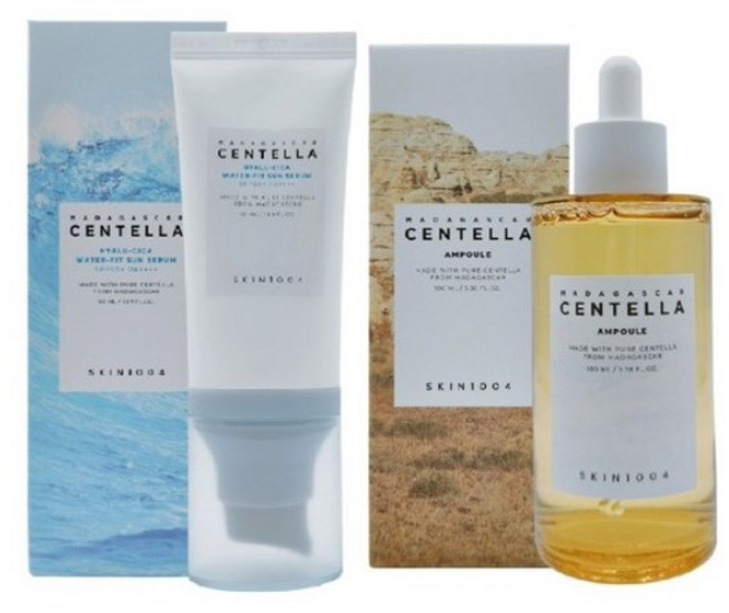스킨천사 마다가스카르 센텔라 수딩 케어 세트 – 히알루-시카 워터핏 선 세럼 50ml + 센텔라 앰플 100ml, 1개