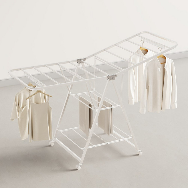 리보아 튼튼한 접이식 다용도 빨래 건조대 베이직, 화이트