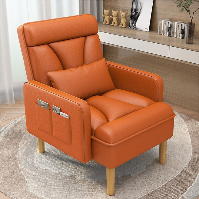 ANYOU 등받이 각도조절 멀티 쇼파 넓고 편안한 1인용 거실 침실 쇼파 의자, 오렌지-방수 3D 원단