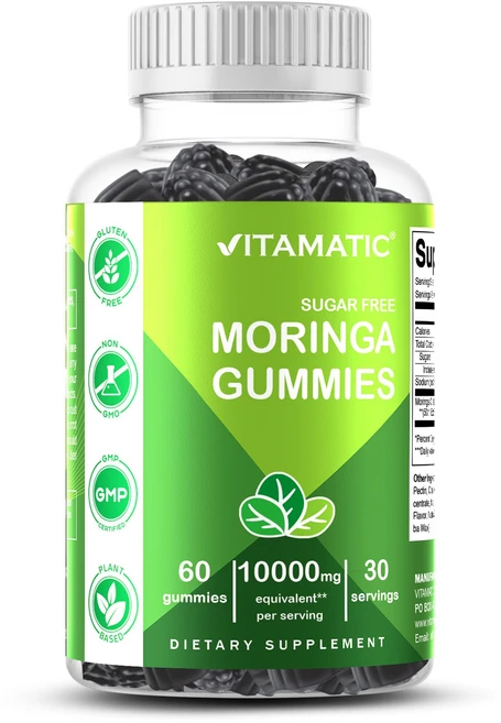 비타매틱 슈가프리 모링가 구미 - 채식/펙틴 기반 구미 60정, 1개 - 쿠팡
