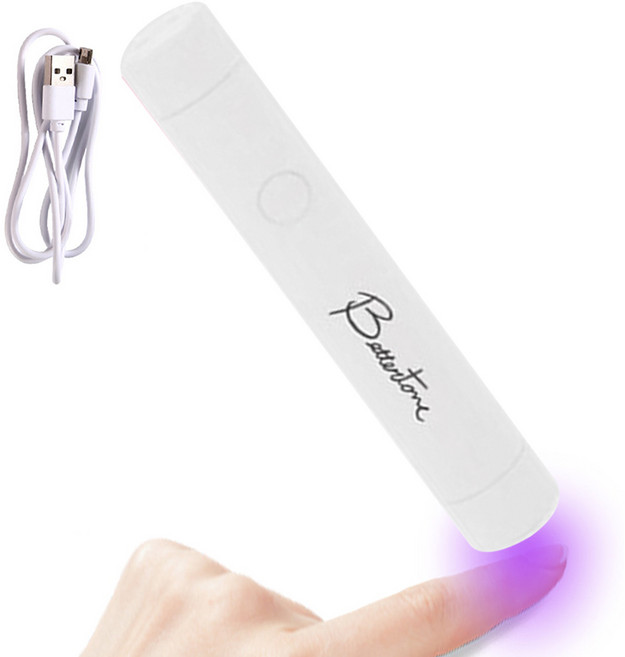 아이빛 베러톤 USB 충전식 미니 일자형 젤 네일램프, 화이트, 1개