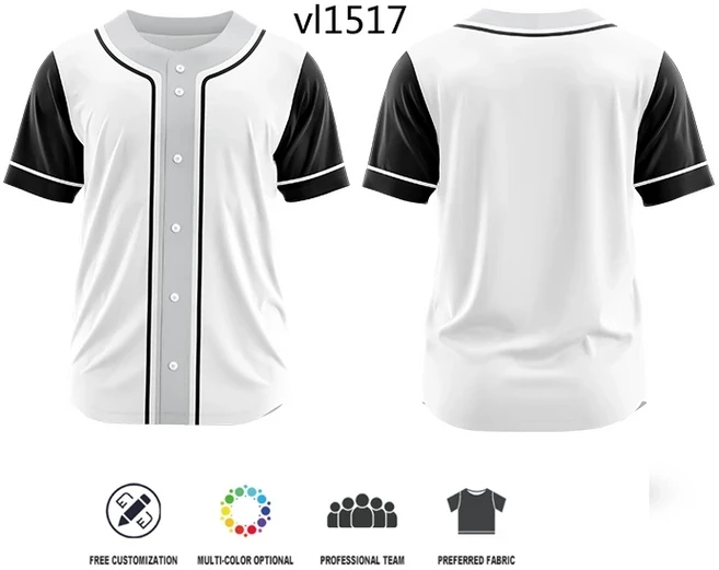 사용자 정의 남자 단추 야구 저지 승화 팀 로고 이름 번호 유니폼 디자인 나만의 운동복 VL1516, 10 5XL, 05 VL1517