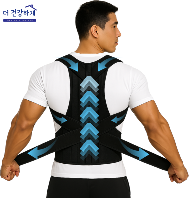 더건강하게 자세 교정 밴드 라운드숄더 굽은 등 어깨 보호대, 1개