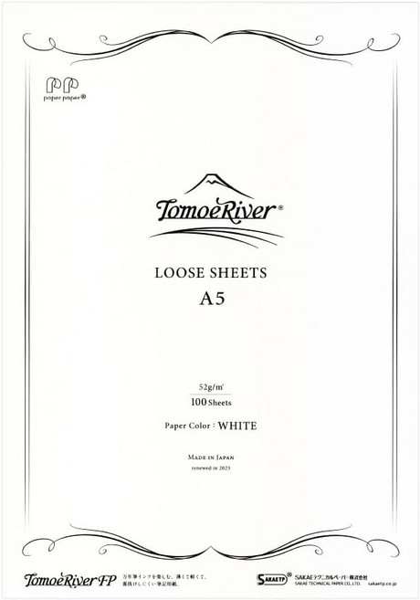 토모에 리버 FP 52gsm 루즈 시트 SANZEN 5.85 x 8.27 인치 A5 사이즈 흰색 100장팩 SR-A5P-W, White Plain, 5.85 X 8.27" (A5)