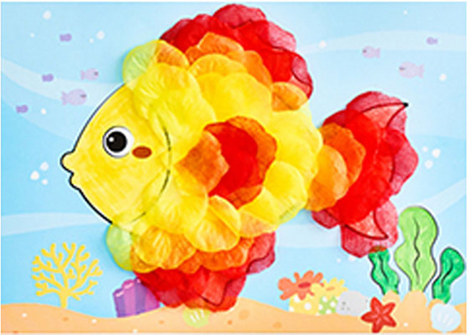 [민화샵] 동물 꽃잎 붙이기, 1개, 물고기