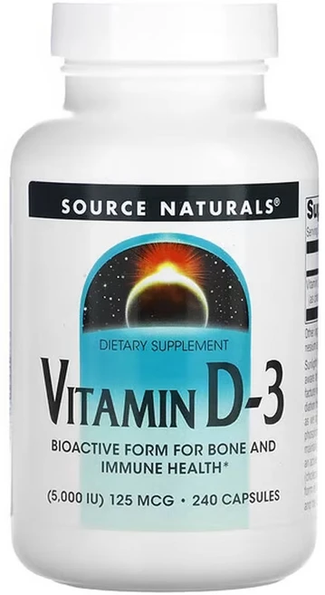 소스내츄럴스 비타민 D-3 5000 IU 캡슐, 1개, 240정 - 쿠팡
