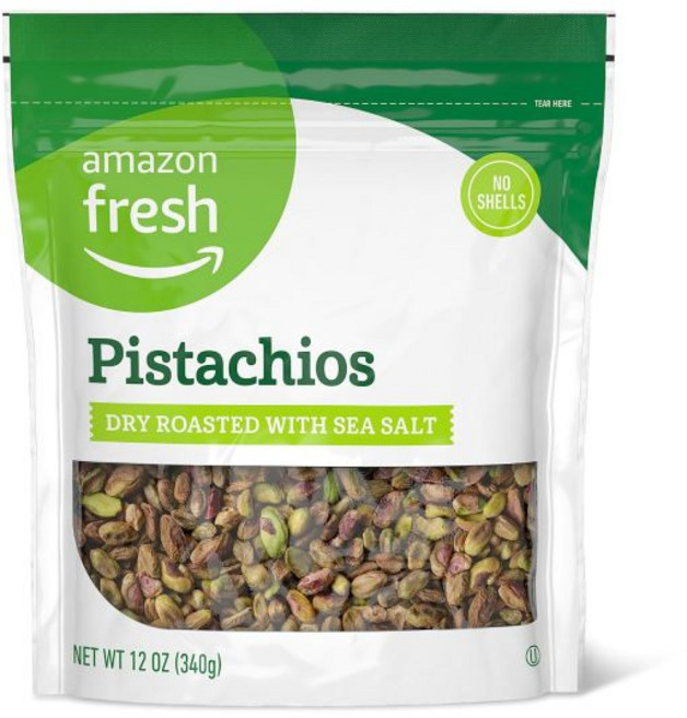 Amazon Fresh 피스타치오 프레시 해염과 함께한 건조 구운 것 껍질 없음 12온스
