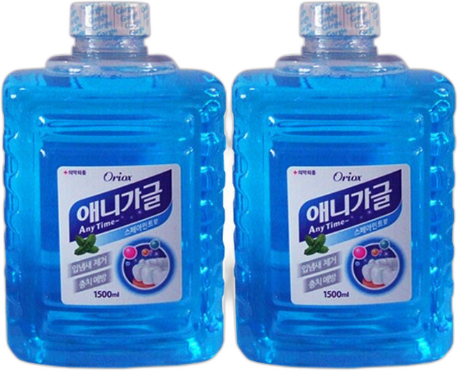 애니가글 업소용 대용량 가글 리필 구강청결 스페아민트향, 2개, 1.5L