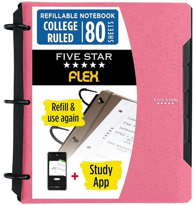 Five Star Flex 29324AQ8 하이브리드 노트바인더 3.8cm (1-1/2 인치) 바인더 노트북 및 올인원 바인더 그린, 1개, 프롬 핑크