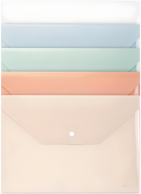 델리 파스텔 똑딱이 봉투파일 5종 세트, A4, 5개