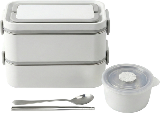 스텐도시락통 전자레인지 직장인 도시락통 샐러드 런치박스, 화이트, 1개