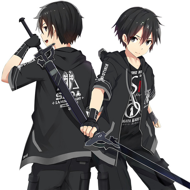 RUIBOCOS 소드 아트 온라인 키리토 SAO 인상 오리지널 아이디어 패션 오버핏 반팔 맨투맨 반팔 긴팔 티셔츠 롱 팬츠 세트 남녀