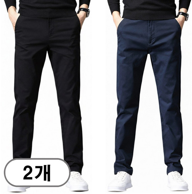 차쿠 1+1 남성 캐주얼 스판 바지 면바지 코튼 팬츠 작업바지 여름 겨울 기모 스판바지 중년 빅사이즈