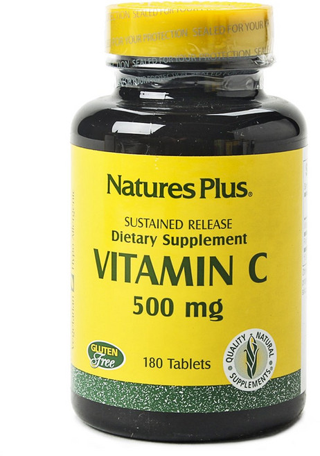 NaturesPlus 天然佳 維持釋放維他命C 500mg 無麩質錠, 180入, 1個