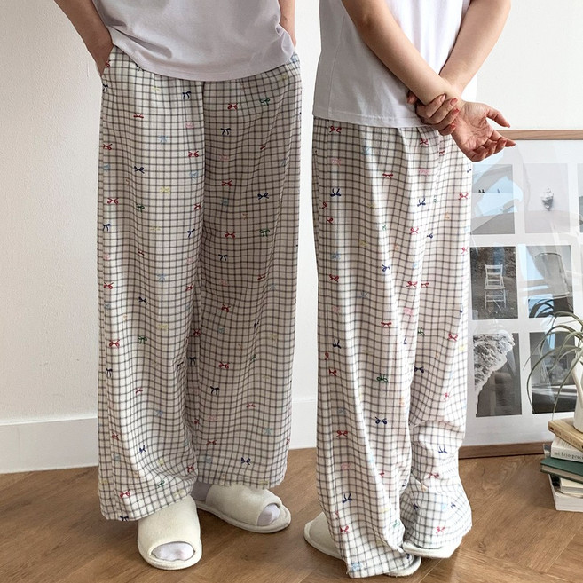남여공용 러블리 체크 파자마 잠옷바지