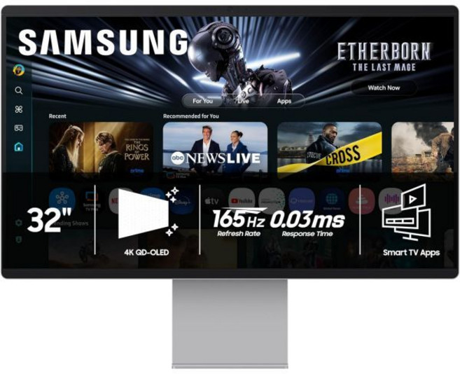 삼성 32인치 OLED M9(M90SF) 스마트 모니터 4K QD-OLED 165Hz 0.03ms 게이밍 허브 비전 AI 3년 보증 LS32FM902SNXZA 2, 32 - Inch, Smart Monitor, Monitor Only