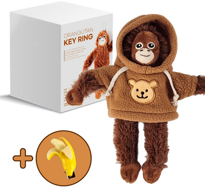 마이너컴퍼니 오랑우탄 원숭이 인형 키링, 브라운, 1세트