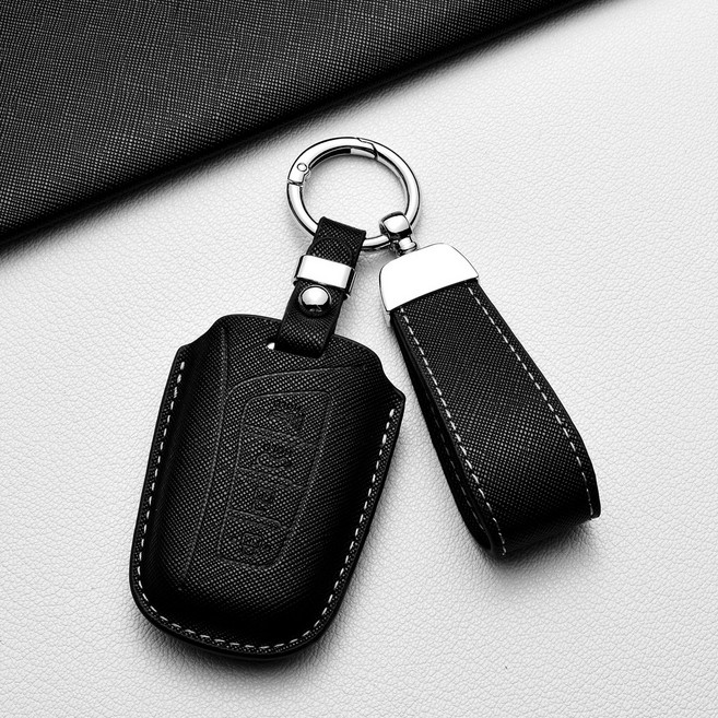 현대차 4버튼 키 커버 - 프라다 패턴 스크래치 방지 그랜저HG/에쿠스/제네시스DH/싼타페DM, 현대  I4타입(4버튼), 매트 블랙