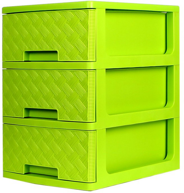 지오리빙 마틴 3단 플라스틱 서랍장, 플래시그린