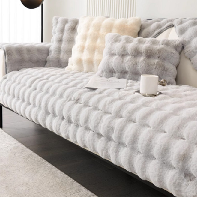 따봉오빠 토끼털 극세사 푹신 보들 쇼파패드 겨울 방석 토퍼 러그 RDB048