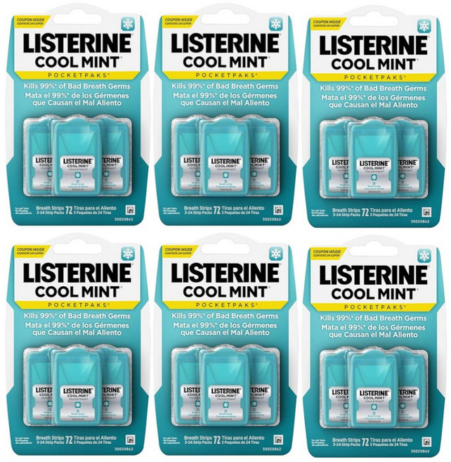 리스테린 쿨민트 포켓팩 필름 3개입 x6개 구취제거 입냄새제거 휴대용, 6세트