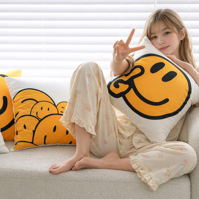 러프 소파 쿠션(솜포함) 45x45 해피스마일