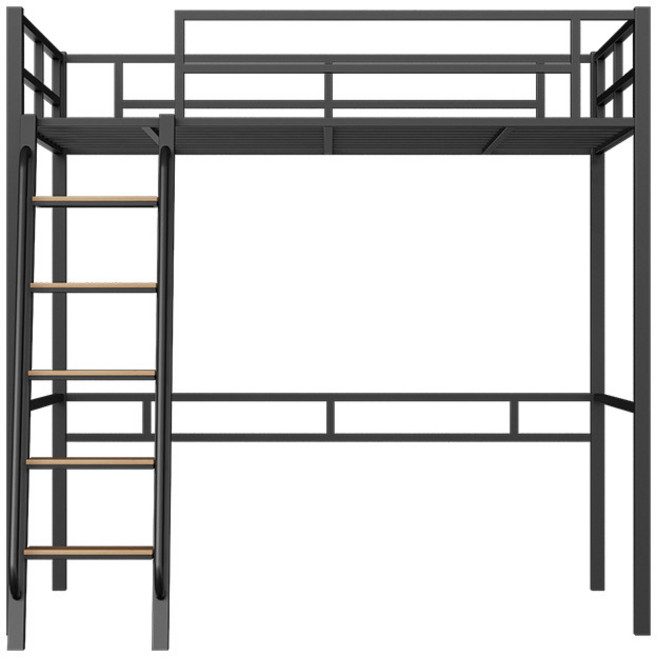 벙커 침대 철제 프레임 성인 원룸 공간절약형 사다리 기숙사, 블랙(계단 앞쪽 왼쪽)