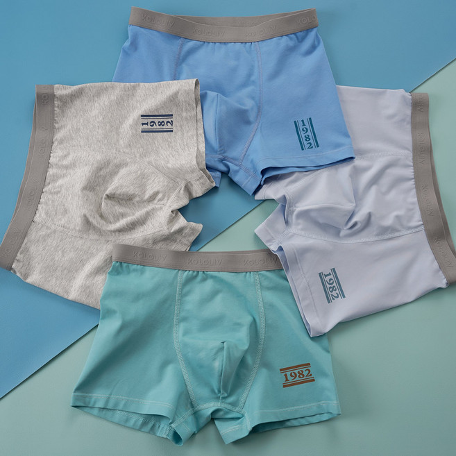 [빌도르] 1982 4매 남아 밴드형 주니어 드로즈 사각 초등학생 중학생 팬티 속옷 세트