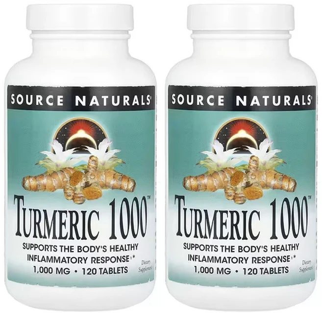 소스 내추럴스 터메릭 1000 1 000mg, 2개, 120정 - 쿠팡
