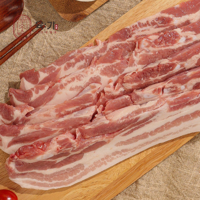 육가 국내산 조선한돈 1등급 삼겹살 얇은삼겹 (냉장)500g 1kg 구이용 캠핑용 바베큐, 1개