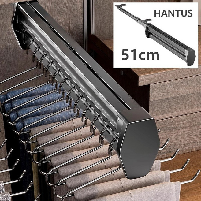 한투스 슬라이딩 옷걸이 인출식 바지걸이 행거, 1개, 길이 51cm